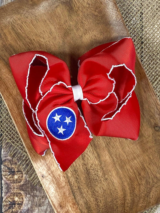 Tennessee moonstitch hair bow on alligator clip