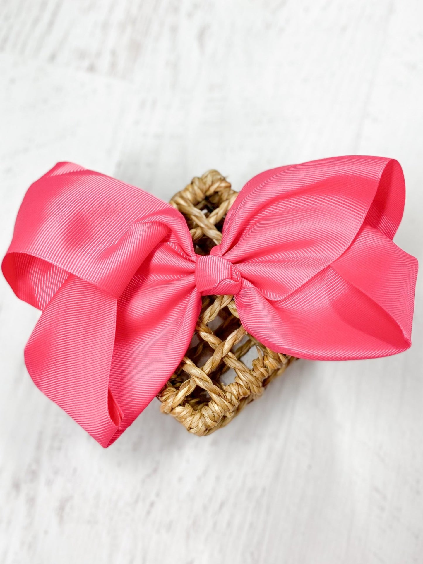 Hot Pink Texas Size Big Hair Bows with French Clip