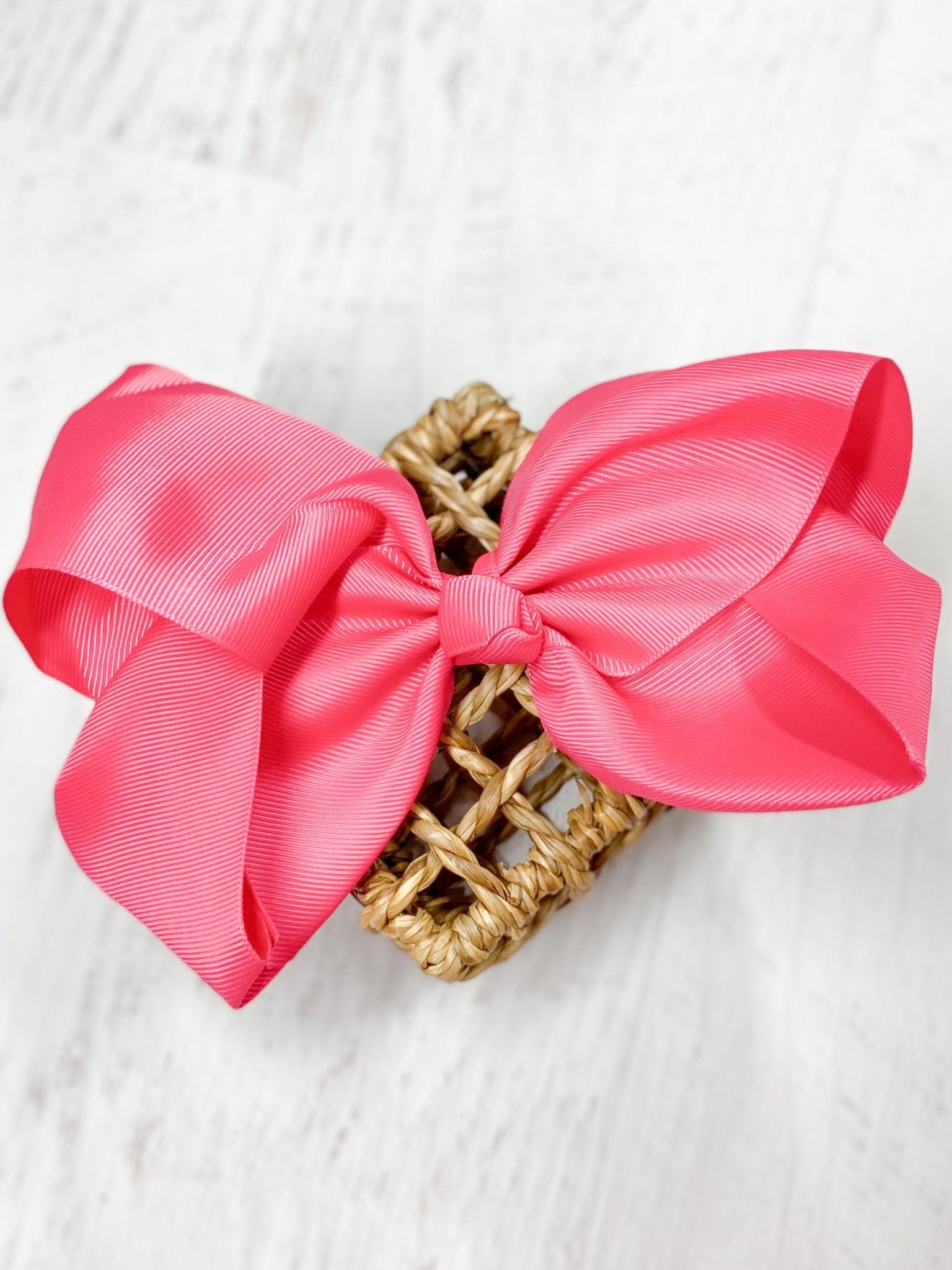Hot Pink Texas Size Big Hair Bows with French Clip