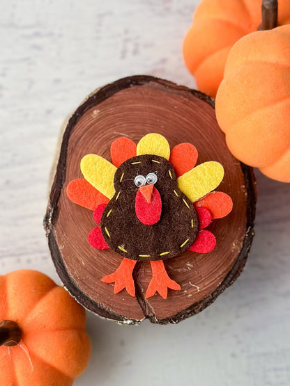 Thanksgiving felt turkey clippie on alligator clip