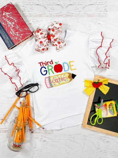 Third Grade Cutie shirt with ruffle sleeves