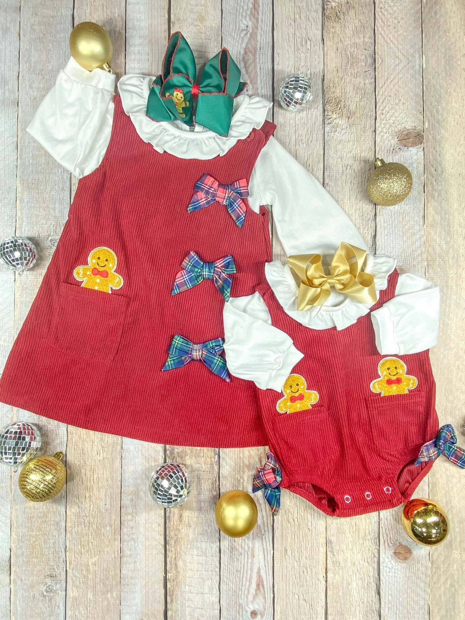 the dress with the matching infant romper next to it