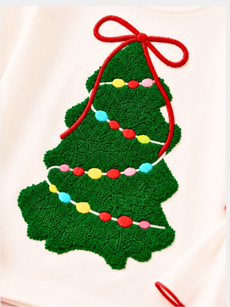 tree detail on christmas tree outfit