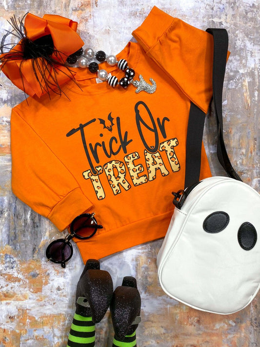 Orange Trick or Treat top with animal print