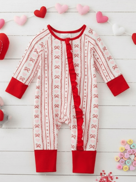 Valentine Coquette Stripes Infant Onesie
