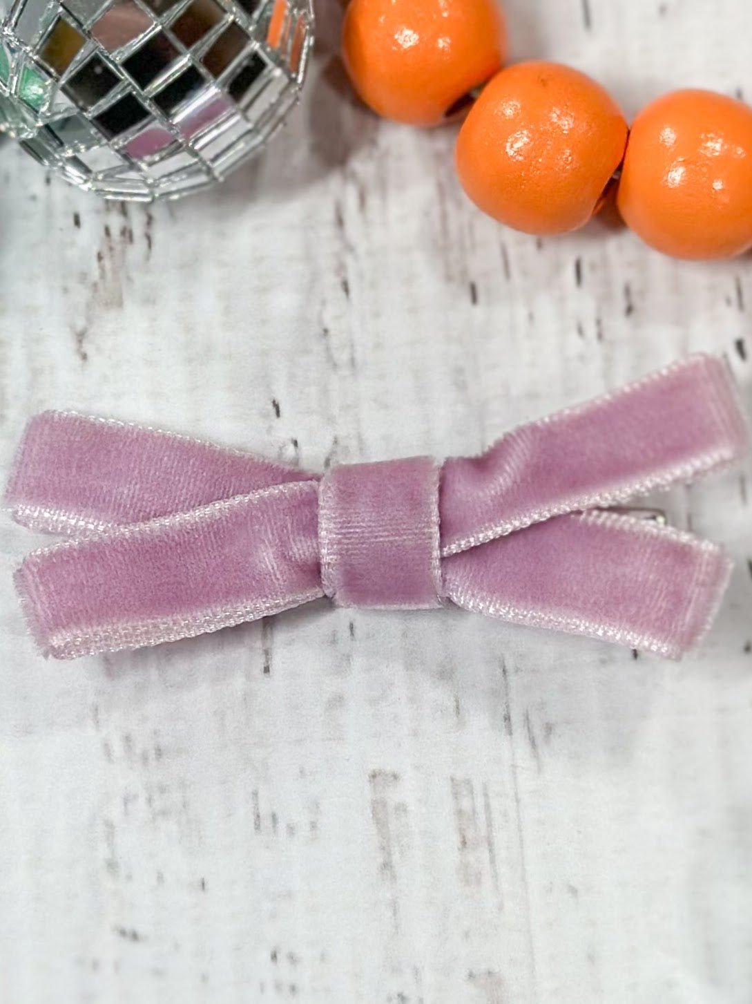 lavender velvet bow clippie