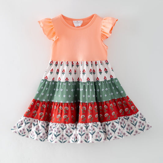 Boho Coral Boutique Girls Tiered Dress