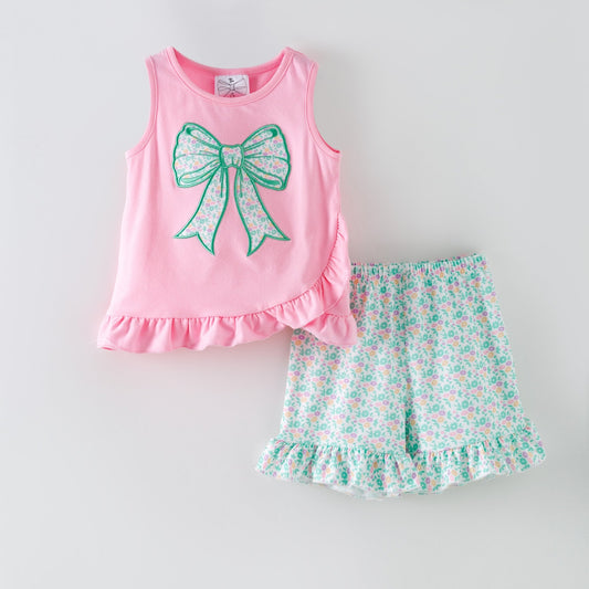 Wildflowers & Bows Ruffled Shorts Set