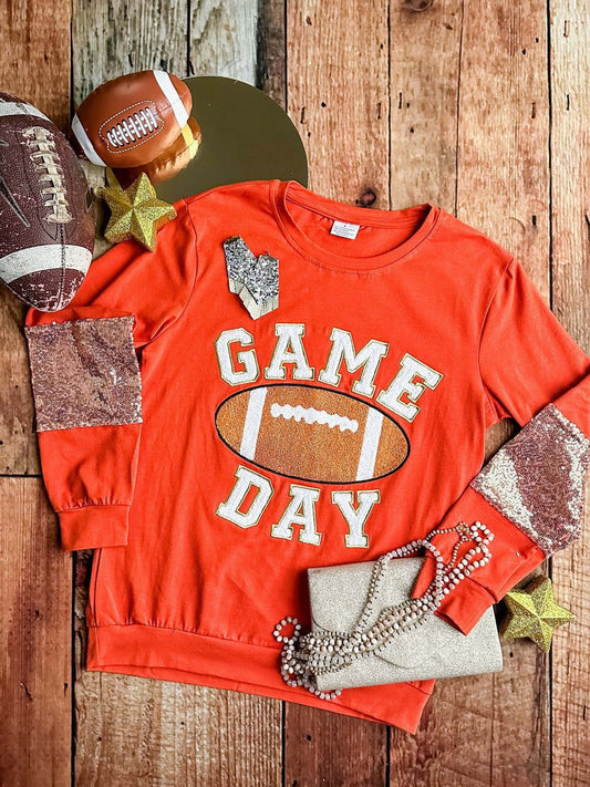 womens orange game day sequin shirt - Alternative view