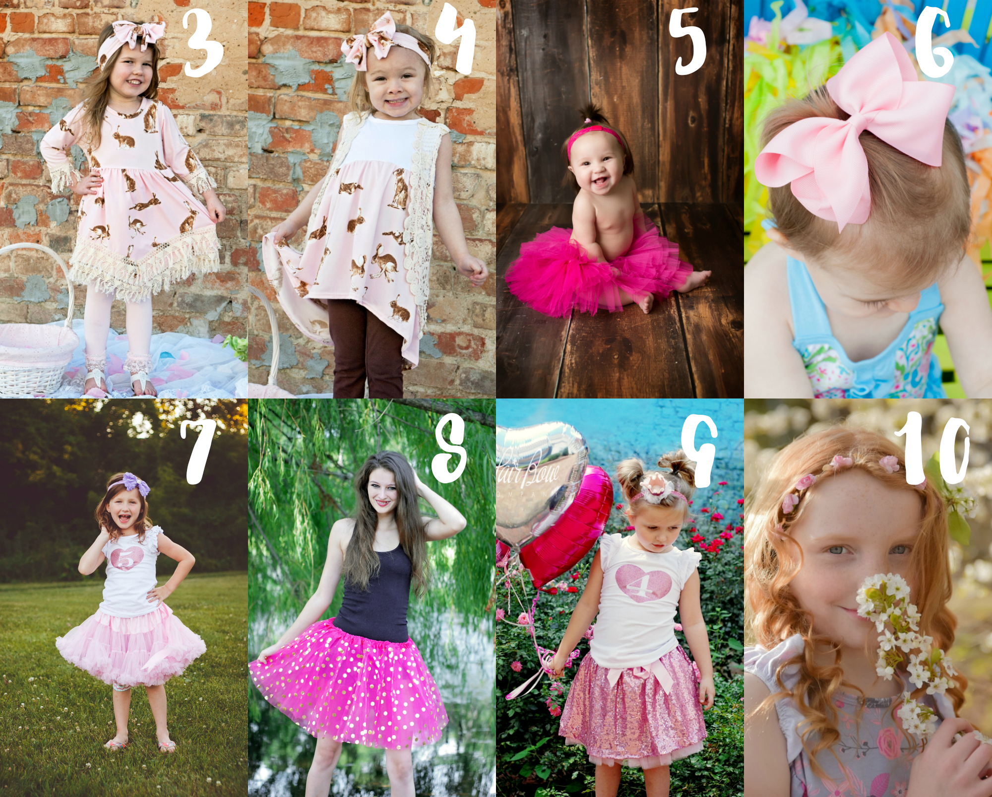 The Hair Bow Company's Favorite Pink Spring Girls Style Picks - including pink tutus, pink flower girl dresses, and pink floral hair accessories for girls. 