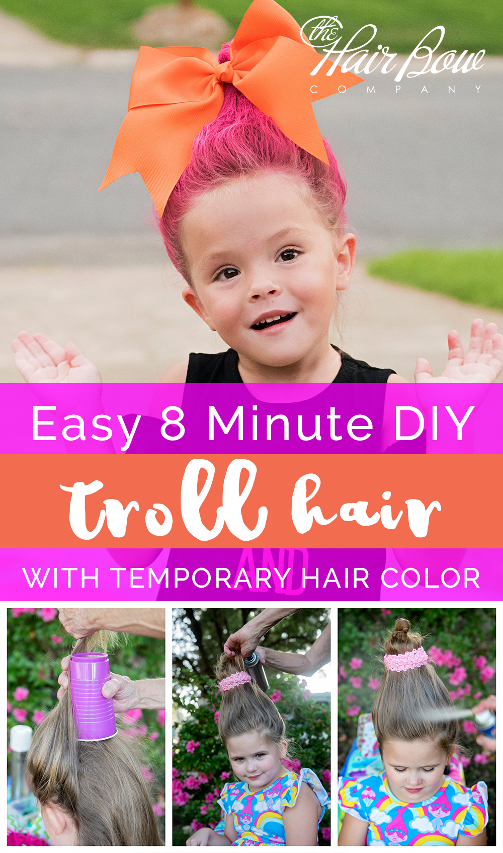 Easy DIY Troll Hair Style Tutorial by The Hair Bow Company