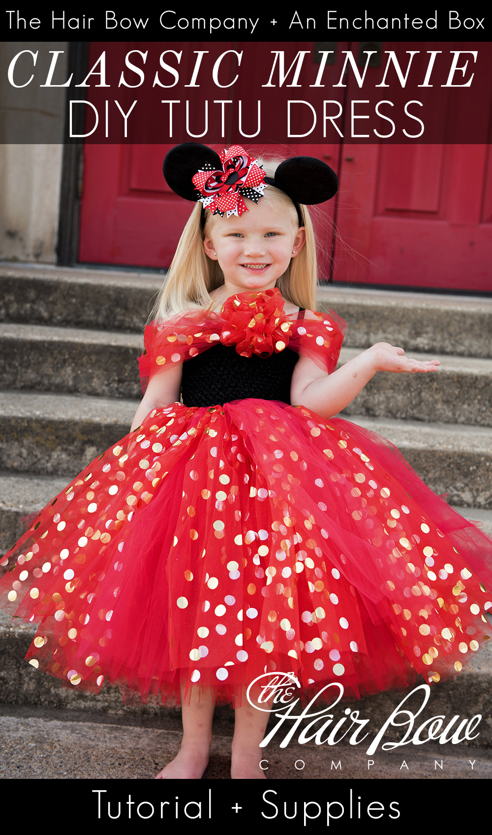 Girls Minnie mouse dress and bow Handmade dress